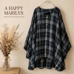A HAPPY MARILYN チェック ブラウス ネイビー コットン 大きめのサムネイル