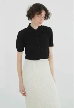 【CLANE】SHOULDER PADS POLO KNIT TOPS