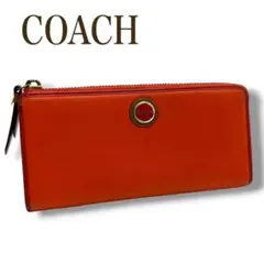 COACH コーチ L字ファスナー長財布 オレンジ レザー ロングウォレットのサムネイル