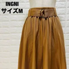 INGNI ブラウン フレアスカート M ベルト付き スタイリッシュ【278】