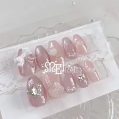 オーダー◇ネイルチップ ピンク マグネット ちゅるん 韓国 ワンホン 量産型推し
