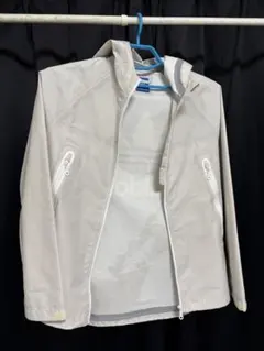 【adidas】ホワイト ジップアップ ナイロンジャケット