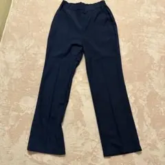 ネイビー ストレートパンツ ウエストゴム