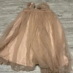 ベージュ ピンク　チュール ノースリーブ ワンピース