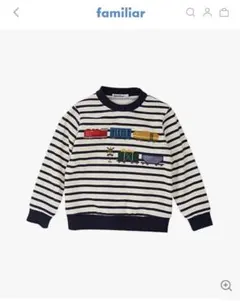 ファミリア　電車 ボーダー アップリケ 刺繍 トレーナー 110