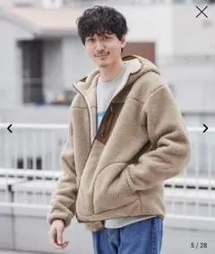 【最終値下げ】coen [洗える]ボアフーディージャケット ブラウン