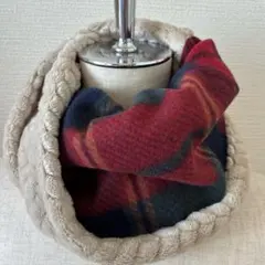 お得❤️グリーンレッド　チェック❤️ジャガード　ボア　フリース　スヌード　マフラー