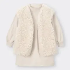 Gu ジーユー フェイクファーベストセットスウェットワンピース(長袖)120