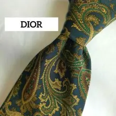 Christian Dior　紺　シルクネクタイ　イタリア製　ペイズリー　総柄