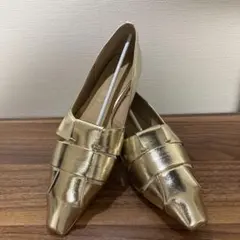 即購入可【LE TALIN】新品23.0cmゴールド フラットシューズ