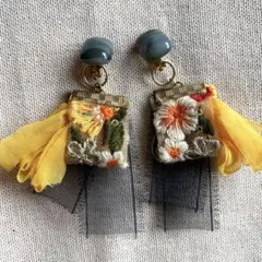 kaede×horai1206 インド刺繍リボンイヤリング