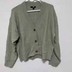 UNIQLO スフレヤーンVネックショートカーディガン　グリーン