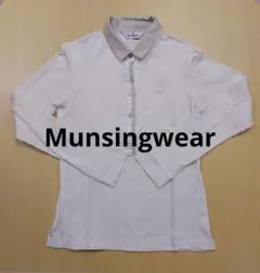マンシングウエアー　アイボリー レディース長袖ポロシャツ 刺繍入り　Lサイズ