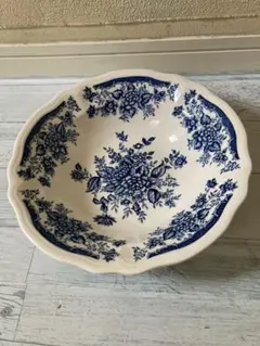 花柄 プレート 皿 ブルー＆ホワイト 陶器のサムネイル