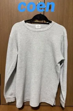 coen コーエン ワッフルクルーネックロングスリーブTシャツ
