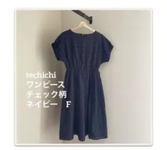 techichi ワンピース　チェック柄　ネイビー　Fのサムネイル