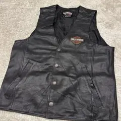 ハーレーダビッドソン　レザー　ベスト　本革　メンズ　サイズM ロゴ　ジャケット