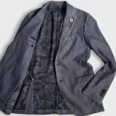 希少 美品 L ラルディーニ カシミヤ アンコン テーラードジャケット ネイビー