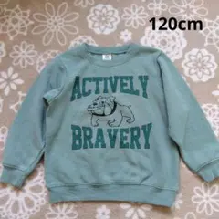 アクティブ犬イラストトレーナー 120cm　裏起毛　グリーン