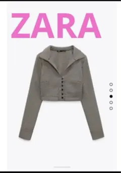 ZARA ハウンドトゥース　クロップド　ポロトップスのサムネイル
