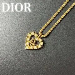 極美品◎Dior ハート ネックレス ラインストーン ゴールド