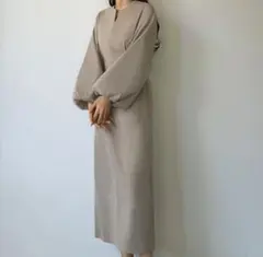 Louere 　ウエストタックボリュームスリーブワンピース