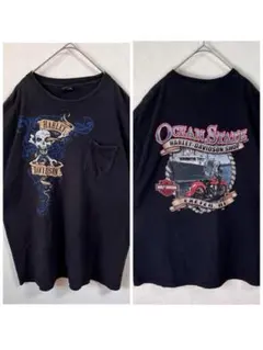 US古着☆ハーレーダビットソン Tシャツ　両面 スカル バイク 2XL