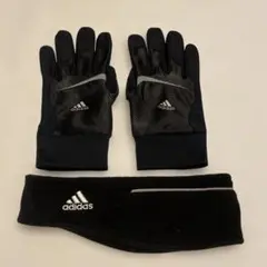adidas ブラック 手袋 ヘッドバンド セット