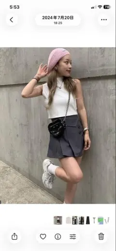 4月末までの出品　新品 GRL 白 ホワイト ハイネックリブテレコトップス