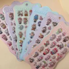 超人気LABUBUラブブ3Dステッカー6枚セット立体シールボンボンドロップシール