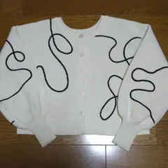 ローリーズファーム F ホワイト リブ編み カーディガン