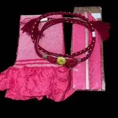 【新品】振袖用帯締め　つまみ細工　ピンク　帯揚げ　2way伊達襟　成人式