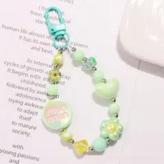 (グリーン)スマホ 携帯ストラップ ハンド チャーム パールチャーム おしゃれ