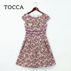 TOCCA トッカ 花柄 フラワープリント フレアワンピース ウエストリボンのサムネイル