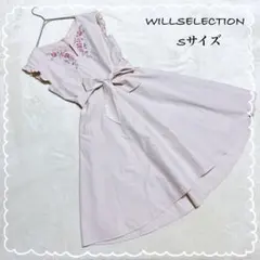 【WILLSELECTION】花柄刺繍 Vネック ワンピース リボン ピンク