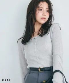 BASEMENT online シアーカーディガン GRAY グレー
