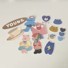 韓国風　かわいい　ステッカー　キャラクター　イラスト　シール