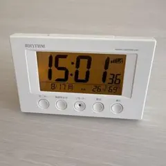 RHYTHM 電波時計 8RZ166 置時計 デジタル ホワイト