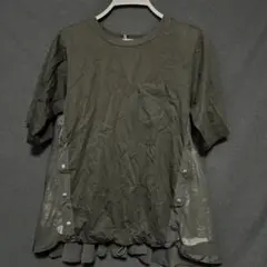 73 LASUD 定価14000円新品未使用タグ付き透け感のある黒の半袖Tシャツのサムネイル