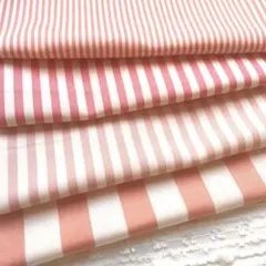 【２４時間限定価格】オックス　ストライプ生地 ピンク系 ハギレセット ４枚