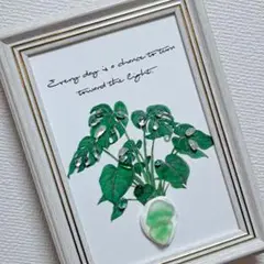 ガラスアート モンステラ 観葉植物 flower シーグラスアート