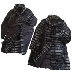 美品✨レッキスラビット 毛皮 2way リバーシブルコート 横段 軽量 M