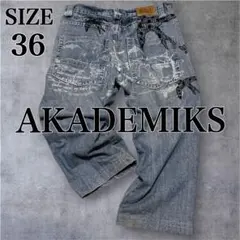 激レア00s Akademiks ツバメ刺繍 極太バギーデニム Y2K 36のサムネイル