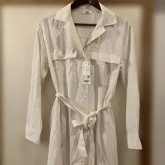 【新品タグ付】ユニクロ UNIQLO UVカット シャツワンピース ホワイト S