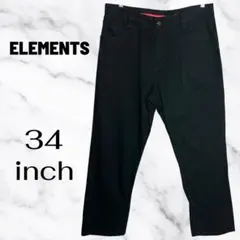 【element】ストレートブラックデニム ロゴパッチ　伸縮性　ハイライズ　34のサムネイル