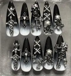 黒　ネイルチップ　現品　量産型　地雷系　サブカル