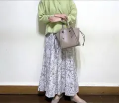 GLOBALWORK ボタニカル柄サラサラリラックスパンツ