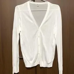 【美品】UNIQLO オフホワイト Lサイズ ライトVネックカーディガン　長袖