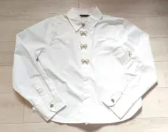 ★新品ZARAリボンモチーフボタンシャツxs★