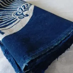 古布　藍染木綿　大風呂敷ハギレ２巾①【№725】